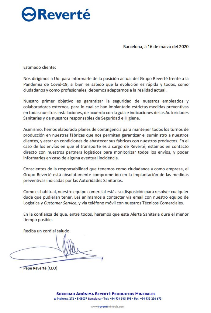 Comunicado sobre COVID19